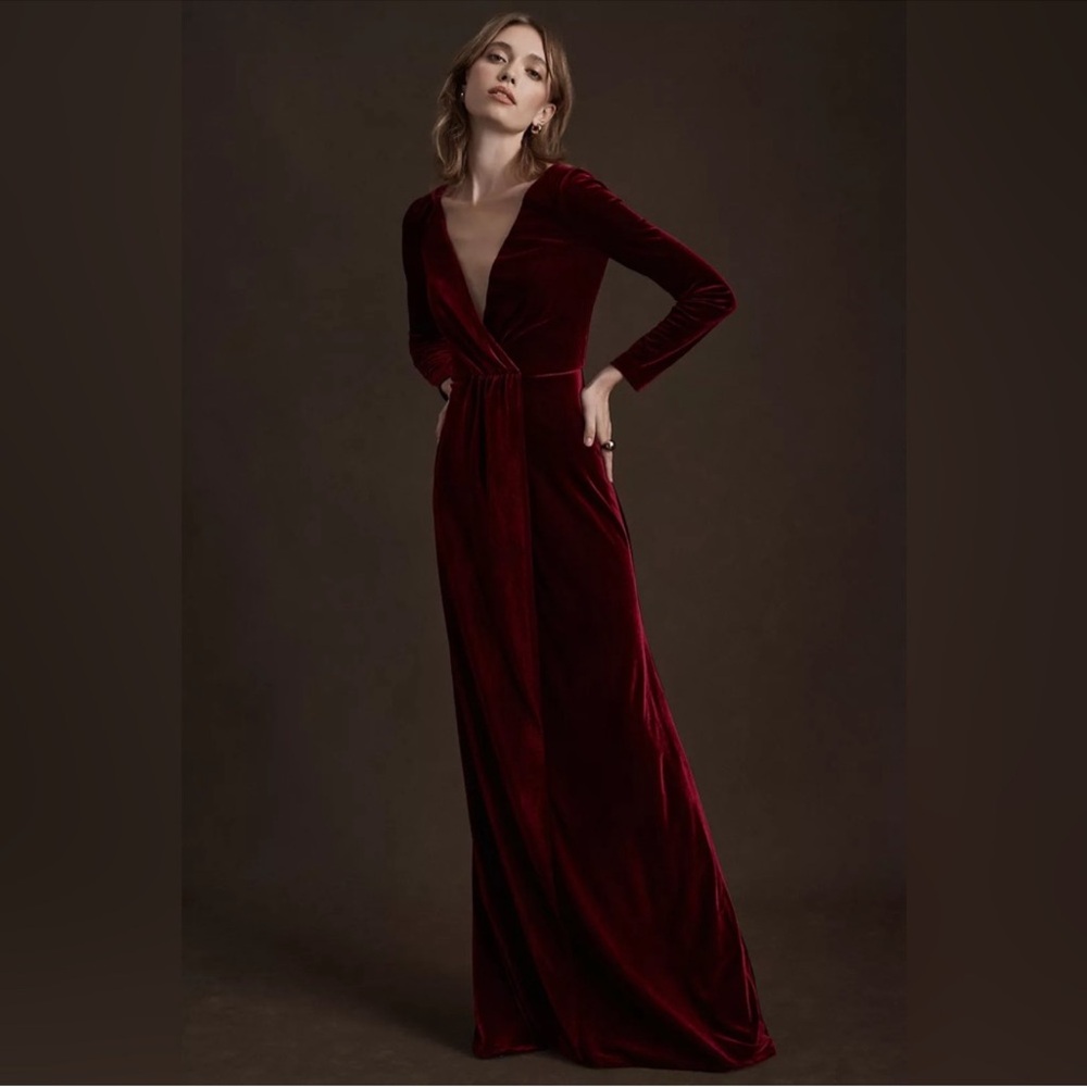 Jenny Yoo Ryland Dress Red Velvet Anthropologie